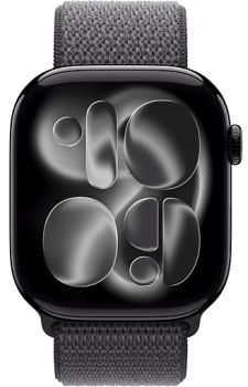 Apple Watch Series 11 42mm, Jet Black Aluminum Case with Sport Loop Dark Gray