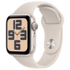 Apple Watch SE 2023, 40 мм, корпус из алюминия цвета «сияющая звезда», спортивный ремешок цвета «сияющая звезда», размер S/M
