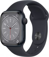 Apple Watch Series 8, 41 мм, корпус из алюминия цвета «тёмная ночь», спортивный ремешок цвета «тёмная ночь»