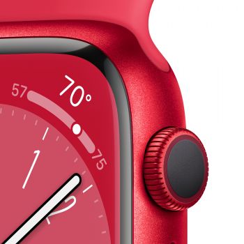 Apple Watch Series 8, 45 мм, корпус из алюминия цвета (PRODUCT)RED, спортивный ремешок цвета (PRODUCT)RED