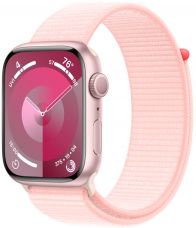 Apple Watch Series 9, 41 мм, корпус из алюминия розового цвета, нейлоновый ремешок нежно-розового цвета