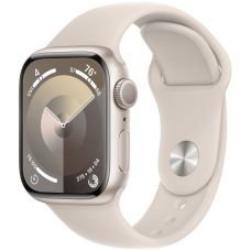 Apple Watch Series 9, 45 мм, корпус из алюминия цвета «сияющая звезда», спортивный ремешок цвета «сияющая звезда», размер M/L