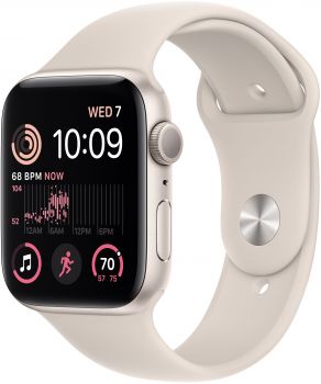 Apple Watch SE 2022, 44 мм, корпус из алюминия цвета «сияющая звезда», спортивный ремешок цвета «сияющая звезда»