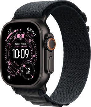 Apple Watch Ultra 3, Black Titanium Case with Black Alpine Loop (L)
