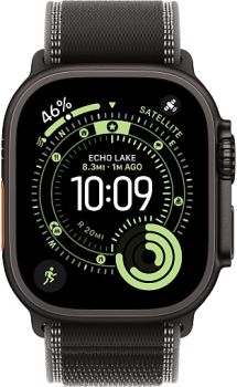 Apple Watch Ultra 3, Black Titanium Case with Black/Charcoal Trail Loop (S/M)