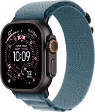 Apple Watch Ultra 3, Black Titanium Case with Light Blue Alpine Loop (L)