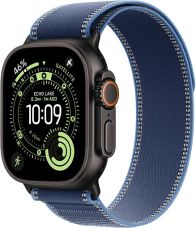 Apple Watch Ultra 3, Black Titanium Case with Blue/Bright Blue Trail Loop (M/L)