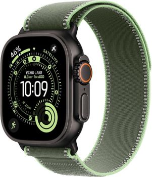 Apple Watch Ultra 3, Black Titanium Case with Green/Neon Trail Loop (M/L)