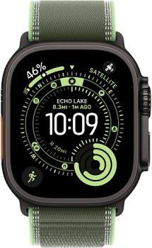 Apple Watch Ultra 3, Black Titanium Case with Green/Neon Trail Loop (M/L)