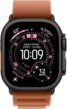 Apple Watch Ultra 3, Black Titanium Case with Terra Cotta Alpine Loop (S)