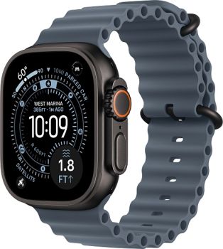 Apple Watch Ultra 3, Black Titanium Case with Anchor Blue Ocean Band