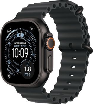 Apple Watch Ultra 3, Black Titanium Case with Black Ocean Band