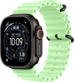 Apple Watch Ultra 3, Black Titanium Case with Neon Green Ocean Band