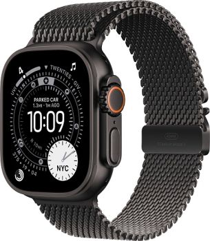 Apple Watch Ultra 3, Black Titanium Case with Black Titanium Milanese Loop