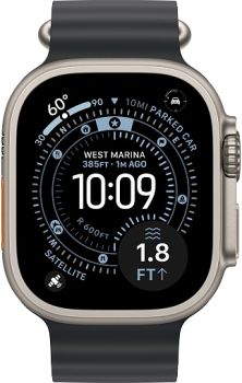 Apple Watch Ultra 3, Natural Titanium Case with Black Ocean Band