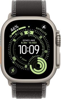 Apple Watch Ultra 3, Natural Titanium Case with Black/Charcoal Trail Loop (M/L)
