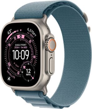 Apple Watch Ultra 3, Natural Titanium Case with Light Blue Alpine Loop (M)