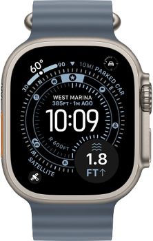 Apple Watch Ultra 3, Natural Titanium Case with Anchor Blue Ocean Band