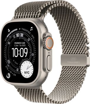 Apple Watch Ultra 3, Natural Titanium Case with Natural Titanium Milanese Loop