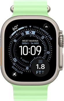 Apple Watch Ultra 3, Natural Titanium Case with Neon Green Ocean Band