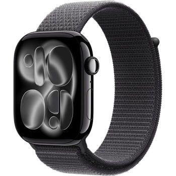 Apple Watch Series 11 42mm, Jet Black Aluminum Case with Sport Loop Dark Gray