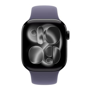 Apple Watch Series 11, 42 mm, Jet Black Aluminum Purple Fog Sport Band (S/M)