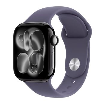 Apple Watch Series 11, 42 mm, Jet Black Aluminum Purple Fog Sport Band (S/M)