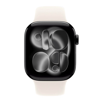 Apple Watch Series 11, 46 mm, Jet Black Aluminum Starlight Sport Band (M/L)