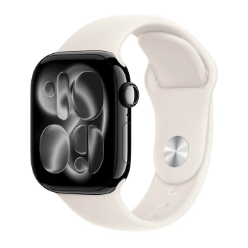 Apple Watch Series 11, 46 mm, Jet Black Aluminum Starlight Sport Band (M/L)