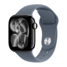 Apple Watch Series 11, 42 mm, Jet Black Aluminum Anchor blue Sport Band (M/L)