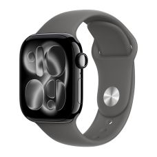 Apple Watch Series 11, 42 mm, Jet Black Aluminum Stone Gray Sport Band (M/L)
