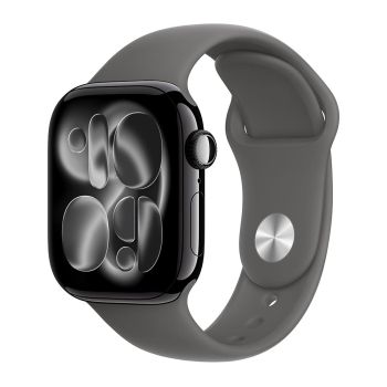 Apple Watch Series 11, 42 mm, Jet Black Aluminum Stone Gray Sport Band (M/L)