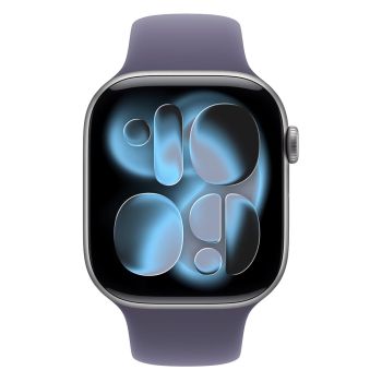 Apple Watch Series 11, 46 mm, Space Gray Aluminum Purple Fog Sport Band (M/L)