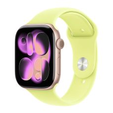 Apple Watch Series 11, 42 mm, Rose Gold Aluminum Neon Yellow Sport Band (M/L)