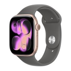 Apple Watch Series 11, 46 mm, Rose Gold Aluminum Stone Gray Sport Band (M/L)