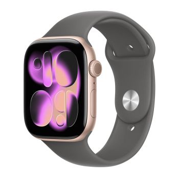 Apple Watch Series 11, 42 mm, Rose Gold Aluminum Stone Gray Sport Band (S/M)