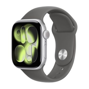Apple Watch Series 11, 42 mm, Silver Aluminum Stone Gray Sport Band (M/L)