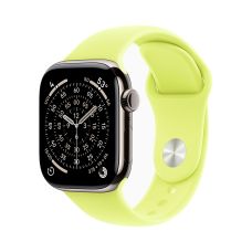 Apple Watch Series 11, 42 mm, Nalural Titanium GPS+Cellular, Neon Yellow Sport Band (M/L)