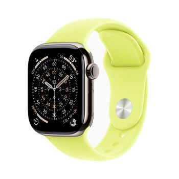 Apple Watch Series 11, 42 mm, Nalural Titanium GPS+Cellular, Neon Yellow Sport Band (S/M)