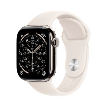 Apple Watch Series 11, 42 mm, Nalural Titanium GPS+Cellular, Starlight Sport Band (S/M)