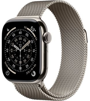 Apple Watch Series 11, 42 mm, Nalural Titanium GPS+Cellular, Natural Milanese Loop