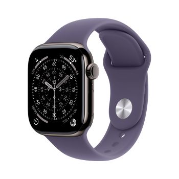 Apple Watch Series 11, 42 mm, Slate Titanium GPS+Cellular, Purple Fog Sport Band (S/M)